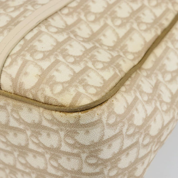 Christian Dior Trotter Canvas Romantic Chain Bag PVC Beige Silver Auth 146344
