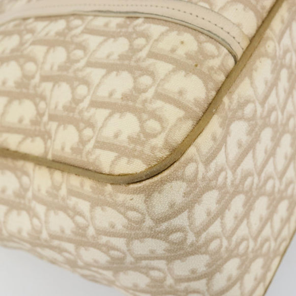 Christian Dior Trotter Canvas Romantic Chain Bag PVC Beige Silver Auth 146344