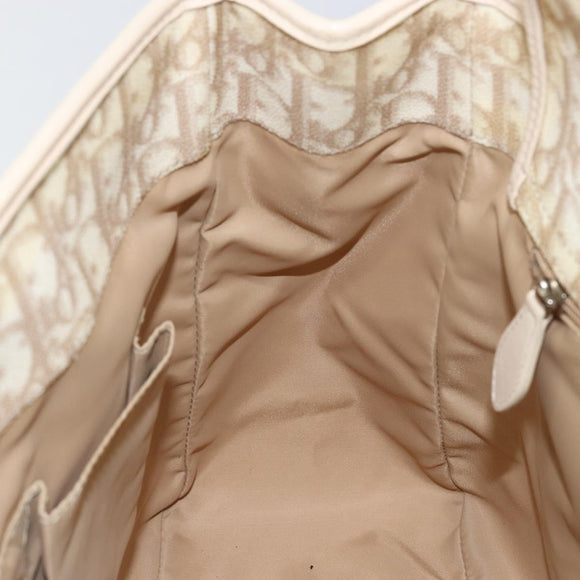 Christian Dior Trotter Canvas Romantic Chain Bag PVC Beige Silver Auth 146344