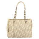 Christian Dior Trotter Canvas Romantic Chain Bag PVC Beige Silver Auth 146344-3