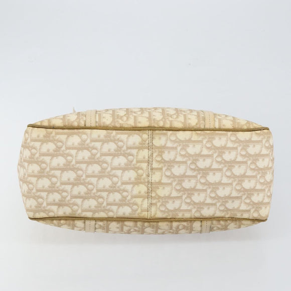 Christian Dior Trotter Canvas Romantic Chain Bag PVC Beige Silver Auth 146344