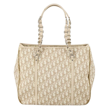 Christian Dior Trotter Canvas Romantic Chain Bag PVC Beige Silver Auth 146345 - 0