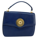 CELINE Hand Bag Leather Blue Gold Auth 146349-1