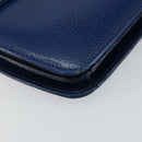 CELINE Hand Bag Leather Blue Gold Auth 146349-14