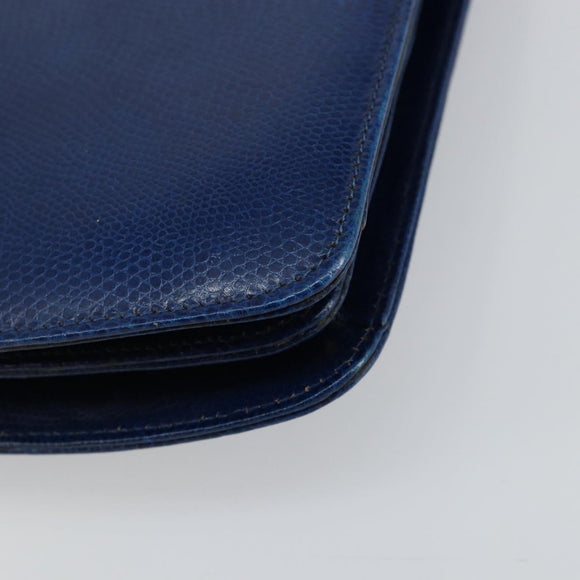 CELINE Hand Bag Leather Blue Gold Auth 146349