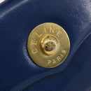 CELINE Hand Bag Leather Blue Gold Auth 146349-17