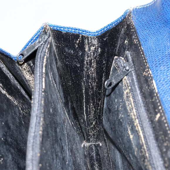 CELINE Hand Bag Leather Blue Gold Auth 146349