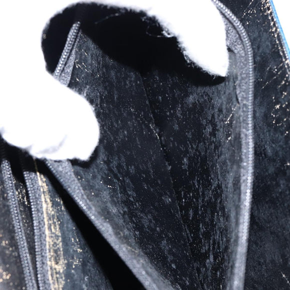 CELINE Hand Bag Leather Blue Gold Auth 146349