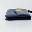 CELINE Hand Bag Leather Blue Gold Auth 146349-3