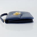 CELINE Hand Bag Leather Blue Gold Auth 146349-4