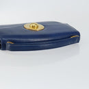 CELINE Hand Bag Leather Blue Gold Auth 146349-7
