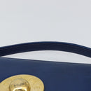 CELINE Hand Bag Leather Blue Gold Auth 146349-8