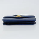 CELINE Hand Bag Leather Blue Gold Auth 146349-5