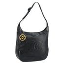CHANEL Matelasse Shoulder Bag Leather Black Gold CC Auth 146351-1