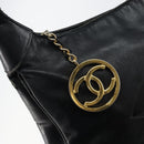 CHANEL Matelasse Shoulder Bag Leather Black Gold CC Auth 146351-14