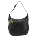 CHANEL Matelasse Shoulder Bag Leather Black Gold CC Auth 146351-2