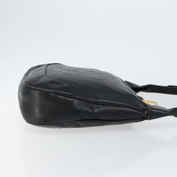 CHANEL Matelasse Shoulder Bag Leather Black Gold CC Auth 146351