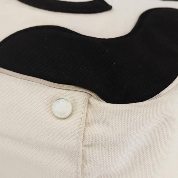 CHANEL marshmallow COCO Mark Hand Bag Canvas White Black CC Auth 146352