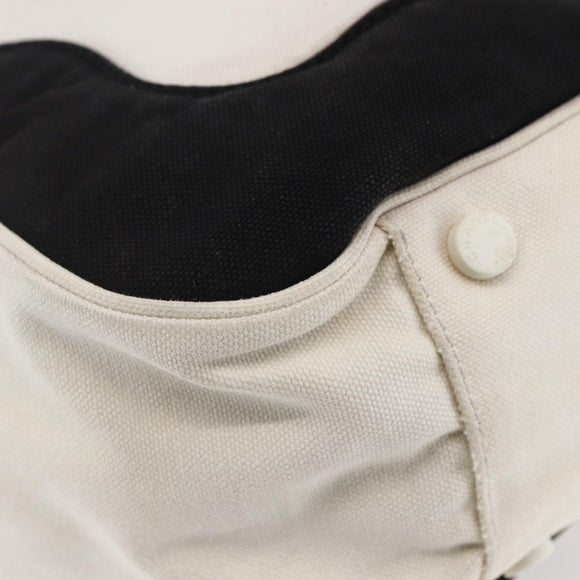 CHANEL marshmallow COCO Mark Hand Bag Canvas White Black CC Auth 146352