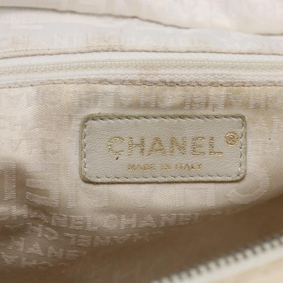CHANEL marshmallow COCO Mark Hand Bag Canvas White Black CC Auth 146352