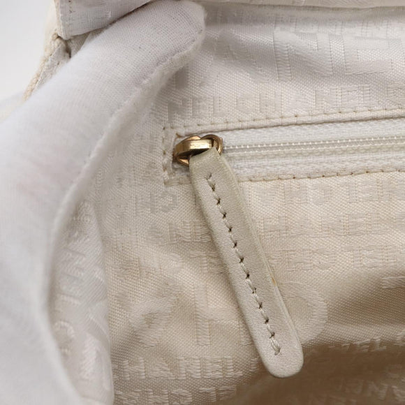 CHANEL marshmallow COCO Mark Hand Bag Canvas White Black CC Auth 146352