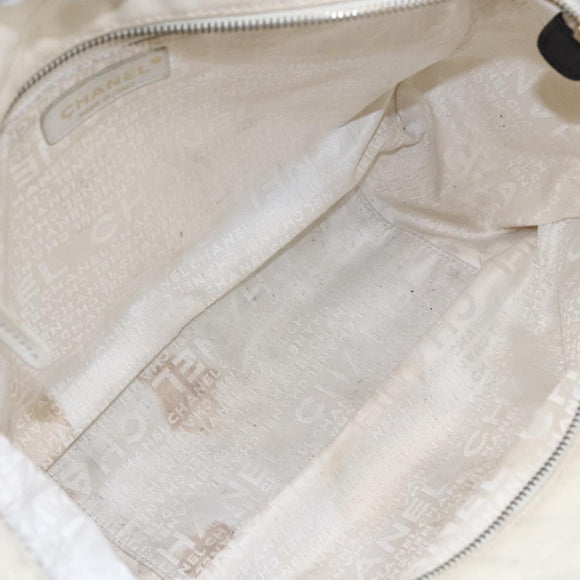 CHANEL marshmallow COCO Mark Hand Bag Canvas White Black CC Auth 146352