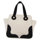 CHANEL marshmallow COCO Mark Hand Bag Canvas White Black CC Auth 146352-2