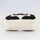 CHANEL marshmallow COCO Mark Hand Bag Canvas White Black CC Auth 146352-5