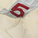 CHANEL Choco Bar Chain Tote Bag No5 Canvas White Silver CC Auth 146353-10