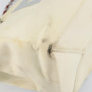 CHANEL Choco Bar Chain Tote Bag No5 Canvas White Silver CC Auth 146353-13