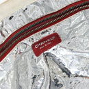 CHANEL Choco Bar Chain Tote Bag No5 Canvas White Silver CC Auth 146353-15