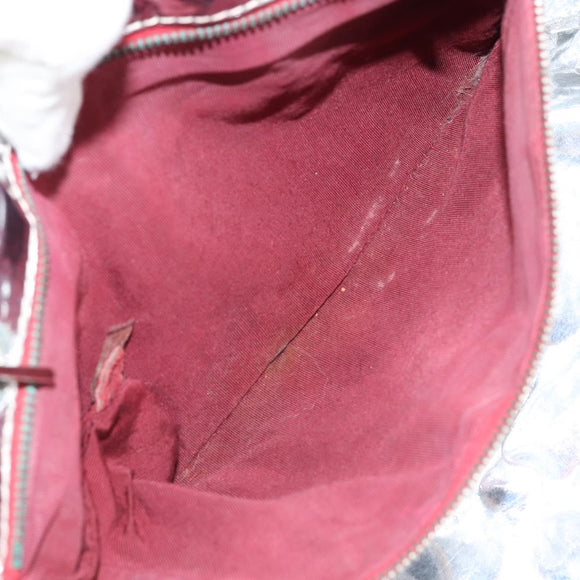 CHANEL Choco Bar Chain Tote Bag No5 Canvas White Silver CC Auth 146353