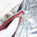 CHANEL Choco Bar Chain Tote Bag No5 Canvas White Silver CC Auth 146353-21