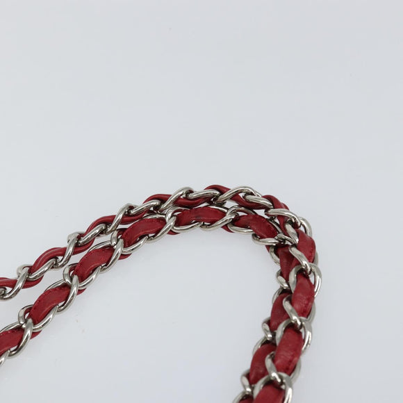 CHANEL Choco Bar Chain Tote Bag No5 Canvas White Silver CC Auth 146353