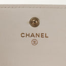 CHANEL Matelasse Camellia Chain Pouch Lamb Skin White Gold CC Auth 146359V-21