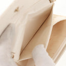 CHANEL Matelasse Camellia Chain Pouch Lamb Skin White Gold CC Auth 146359V-22