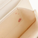 CHANEL Matelasse Camellia Chain Pouch Lamb Skin White Gold CC Auth 146359V-11