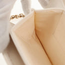 CHANEL Matelasse Camellia Chain Pouch Lamb Skin White Gold CC Auth 146359V-24