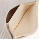 CHANEL Matelasse Camellia Chain Pouch Lamb Skin White Gold CC Auth 146359V-25