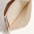 CHANEL Matelasse Camellia Chain Pouch Lamb Skin White Gold CC Auth 146359V-27