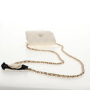 CHANEL Matelasse Camellia Chain Pouch Lamb Skin White Gold CC Auth 146359V-7