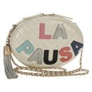 CHANEL V stitch Chain Shoulder Bag Leather White Gold CC Auth 146360A-1