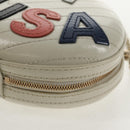 CHANEL V stitch Chain Shoulder Bag Leather White Gold CC Auth 146360A-16