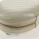 CHANEL V stitch Chain Shoulder Bag Leather White Gold CC Auth 146360SM-17