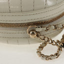 CHANEL V stitch Chain Shoulder Bag Leather White Gold CC Auth 146360A-9