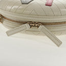 CHANEL V stitch Chain Shoulder Bag Leather White Gold CC Auth 146360A-20
