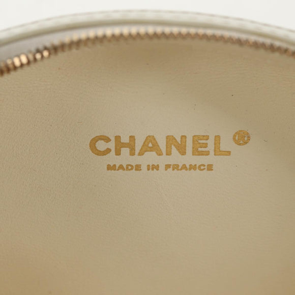 CHANEL V stitch Chain Shoulder Bag Leather White Gold CC Auth 146360A