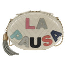 CHANEL V stitch Chain Shoulder Bag Leather White Gold CC Auth 146360A-13