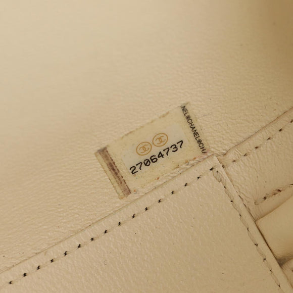 CHANEL V stitch Chain Shoulder Bag Leather White Gold CC Auth 146360A