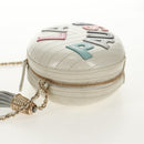 CHANEL V stitch Chain Shoulder Bag Leather White Gold CC Auth 146360SM-3